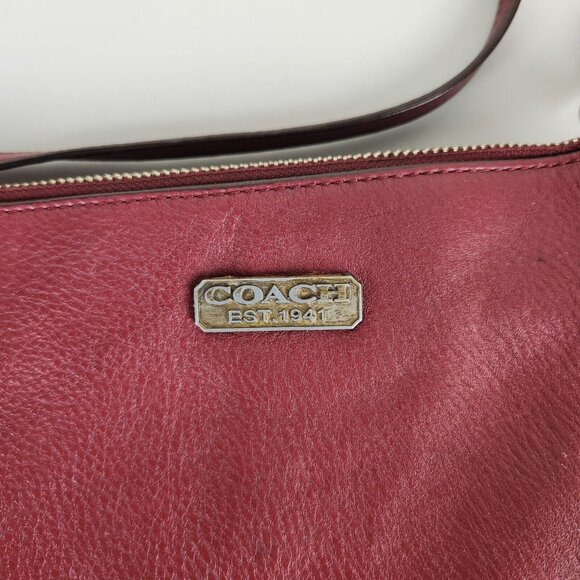 Coach Crossbody Bag Womens Red Vintage Small Pebbled Leather Purse Classic - Picture 3 of 16